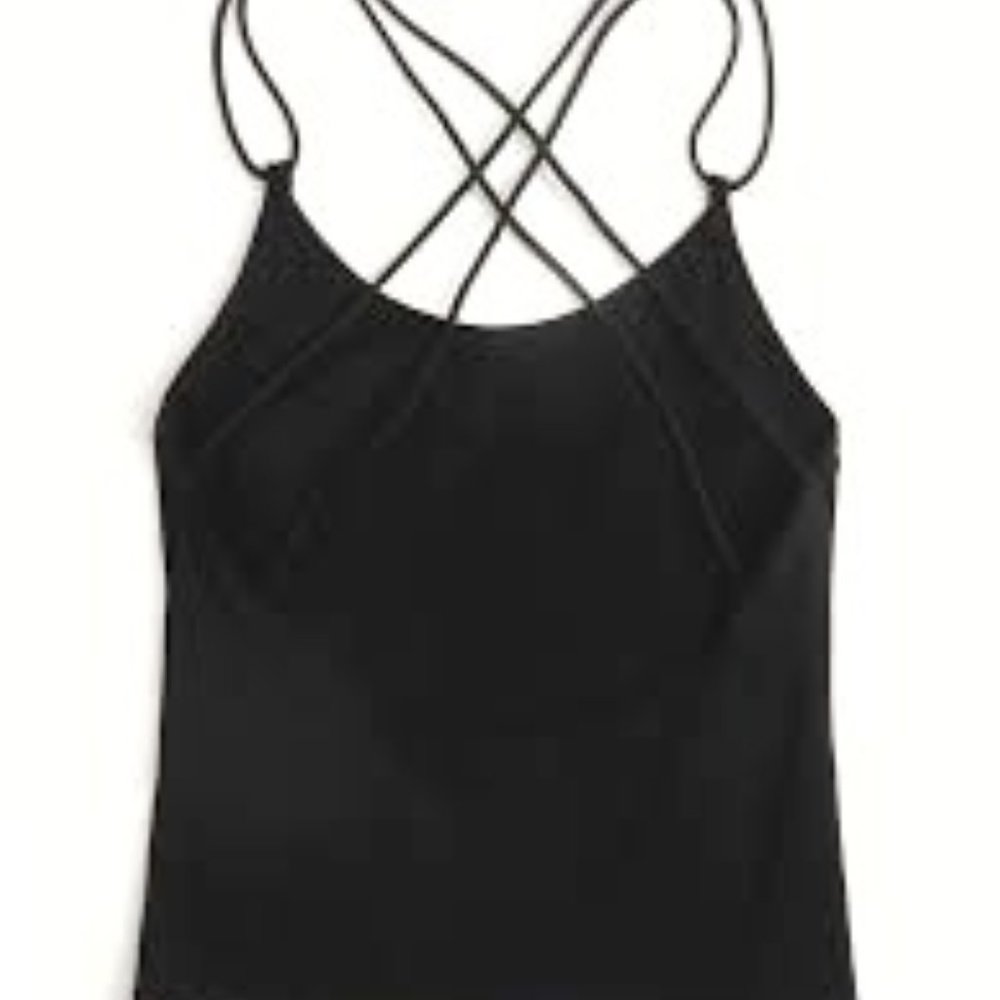 Criss Cross Back Solid Cami Top